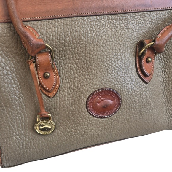 AS IS/FAIR/PROJECT BAG Vintage Dooney & Bourke All Weather Leather Satchel Brown - Picture 10 of 16